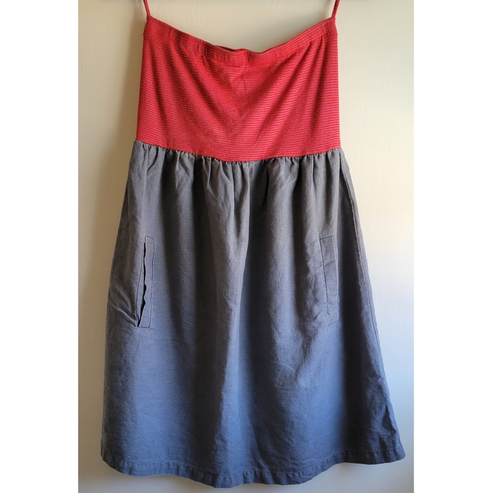 Alythea ❤ Strapless Gray/Red Summer Dress ❤ Sz Small